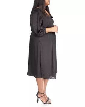 Платье Michael Kors Plus Size Cheetah Jacquard Midi Wrap Dress, черный
