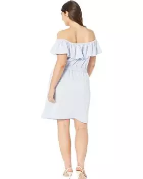 Платье Michael Kors Plus Size Ruffle Neck Midi Dress, цвет Crew Blue