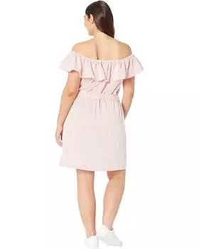 Платье Michael Kors Plus Size Ruffle Neck Midi Dress, цвет Grapefruit