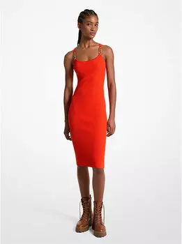 Платье Michael Kors Ribbed Stretch Knit Midi Tank, ярко-оранжевый