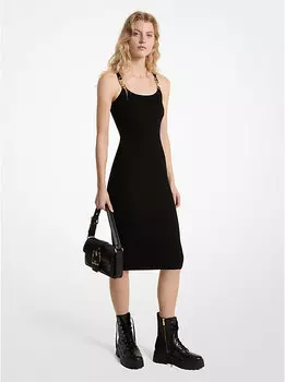 Платье Michael Kors Ribbed Stretch Knit Midi Tank, черный