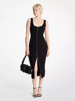 Платье Michael Kors Ribbed Stretch Knit Zip, черный