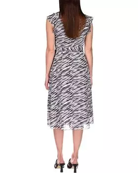 Платье Michael Kors Ruffle Wrap Dress, черный/белый