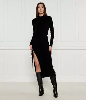 Платье Michael Kors шерстяное с разрезом, черный