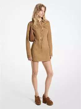 Платье Michael Kors Stretch Organic Cotton Lace-Up, коричневый