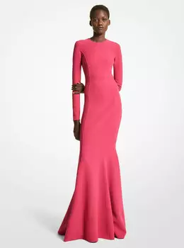 Платье Michael Kors Stretch Wool Fishtail Gown, фуксия