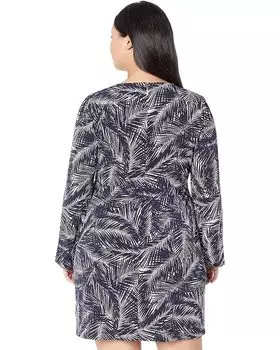 Платье Michael Kors V-Neck Palm Border Dress, цвет Midnight Blue