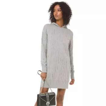 Платье Michael Michael Kors Crystal-Fringed Cotton-Blend Hoodie, серый
