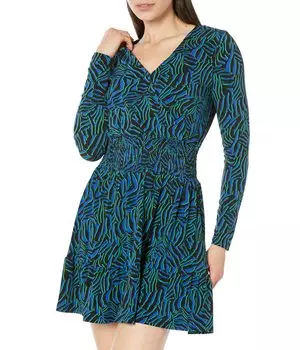 Платье MICHAEL Michael Kors, Long Sleeve Zebra Smock Waist Dress