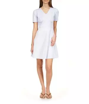 Платье MICHAEL Michael Kors, Pinstripe Jacquard V-Neck Dress