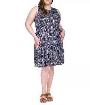 Платье MICHAEL Michael Kors, Plus Size Palm Sleeveless Flounce Dress