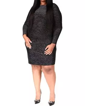 Платье MICHAEL Michael Kors Plus Size Velvet Long Sleeve Cowl Back, черный