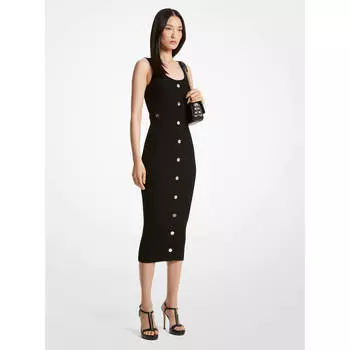 Платье Michael Michael Kors Ribbed Stretch Knit Midi, черный