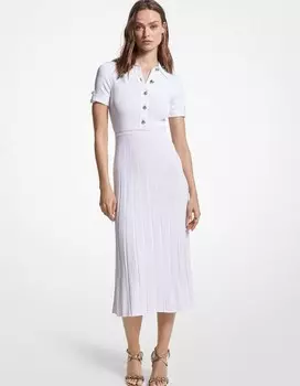 Платье Michael Michael Kors Ribbed Stretch Knit Polo, белый