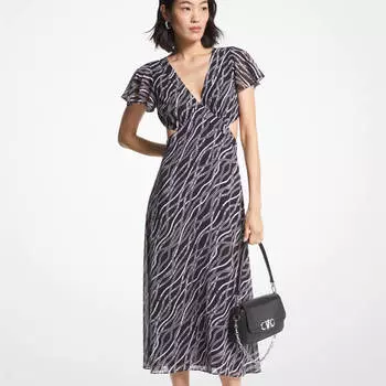 Платье Michael Michael Kors Status Print Georgette Cutout, черный