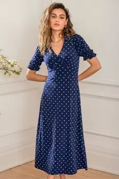 Платье мидакси Delphi приталенного кроя V-образным вырезом и стрейч Pour Moi, синий