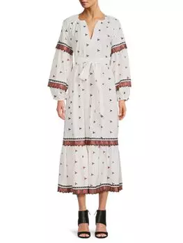Платье мидакси Harlynn с вышивкой Marie Oliver, белый