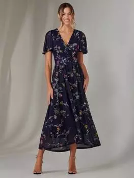 Платье мидакси из цветочной сетки Jolie Moi, цвет Navy/Pink