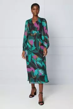 Платье мидакси с длинными рукавами и бисером Wallis, зеленый