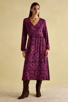 Платье мидакси с длинными рукавами Nia Joules, красный