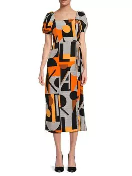 Платье мидакси с геометрическим узором и искусственным запахом Karl Lagerfeld Paris, цвет Black Multi