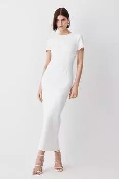 Платье Midaxi с круглым вырезом Ponte Karen Millen, белый
