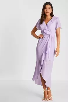Платье Midaxi с оборками сиреневого цвета QUIZ Clothing
