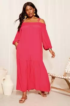 Платье мидакси с открытыми плечами Curves Like These, розовый