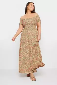 Платье мидакси с присборенными краями и цветочным принтом Yours, розовый