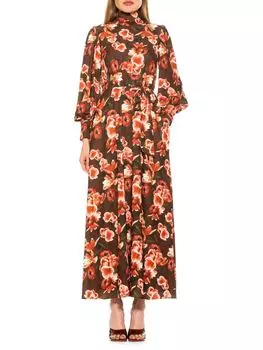 Платье мидакси с рукавами Isaliah Alexia Admor, цвет Brown Floral