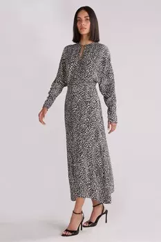 Платье мидакси с рукавами «летучая мышь» и принтом «далматинец» Ro&Zo, черный