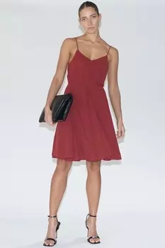 Платье Midaxi с украшением на тонких бретелях собранных на талии Religion, красный