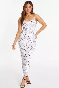 Платье Midaxi с вырезом-хомутиком и миниатюрным горошком QUIZ Clothing