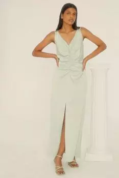 Платье мидакси со сборками и двойными бретелями Oasis, зеленый