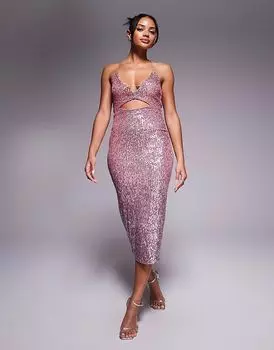 Платье мидакси Vesper Strappy с пайетками в розовом омбре