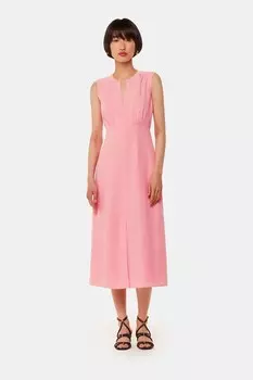 Платье миди Abbie с застежкой молнией спереди и льном Whistles, розовый