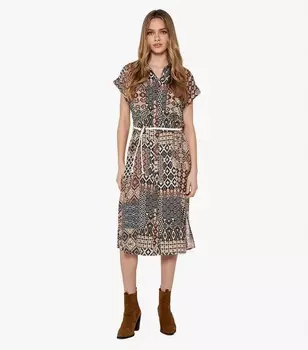 Платье миди абрикосового цвета в стиле пэчворк Apricot, бордовый