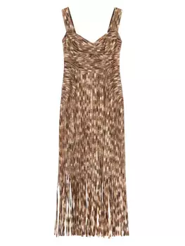Платье миди Adalette с бахромой Simkhai, цвет teak