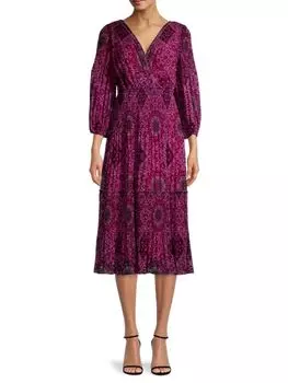 Платье миди Adriana со складками и смешанным принтом Kobi Halperin, розовый