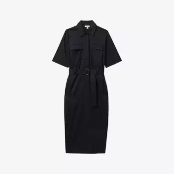 Платье миди Aimie из эластичной хлопковой смеси Reiss, черный