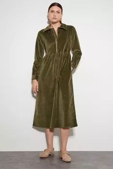 Платье миди Alana на молнии с вельветом Monsoon, зеленый