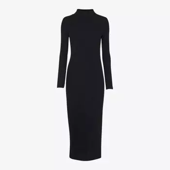 Платье миди эластичной вязки в рубчик с воротником-стойкой Whistles, черный