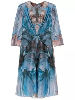 Платье миди Alberta Ferretti с абстрактным принтом, синий