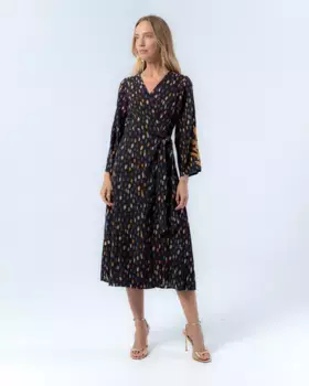 Платье миди Alejandra в горошек с запахом Niza, черный