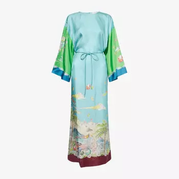 Платье миди Alemais Daria из шелка с принтом, мультиколор