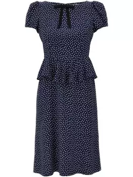 Платье миди Alessandra Rich с принтом в горошек, синий