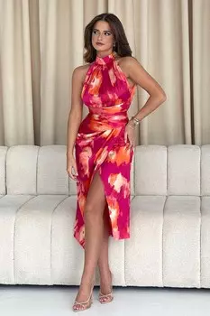 Платье миди Alessia с вырезом бретельками Girl In Mind, розовый