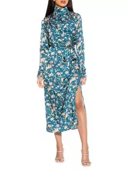 Платье миди Alexia Admor с драпировкой и боковыми разрезами, зеленый