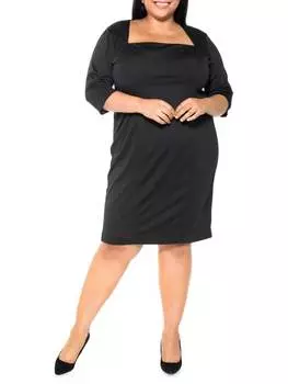 Платье миди Alexia Admor с квадратным вырезом понте большого размера, черный