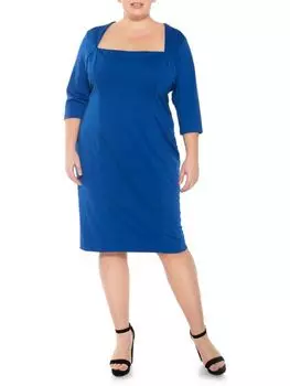 Платье миди Alexia Admor с квадратным вырезом понте большого размера, lapis